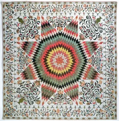 Rising Sun oder Star of Bethlehem Applikationsquilt aus New York, ca. 1830-50 (Baumwolle)